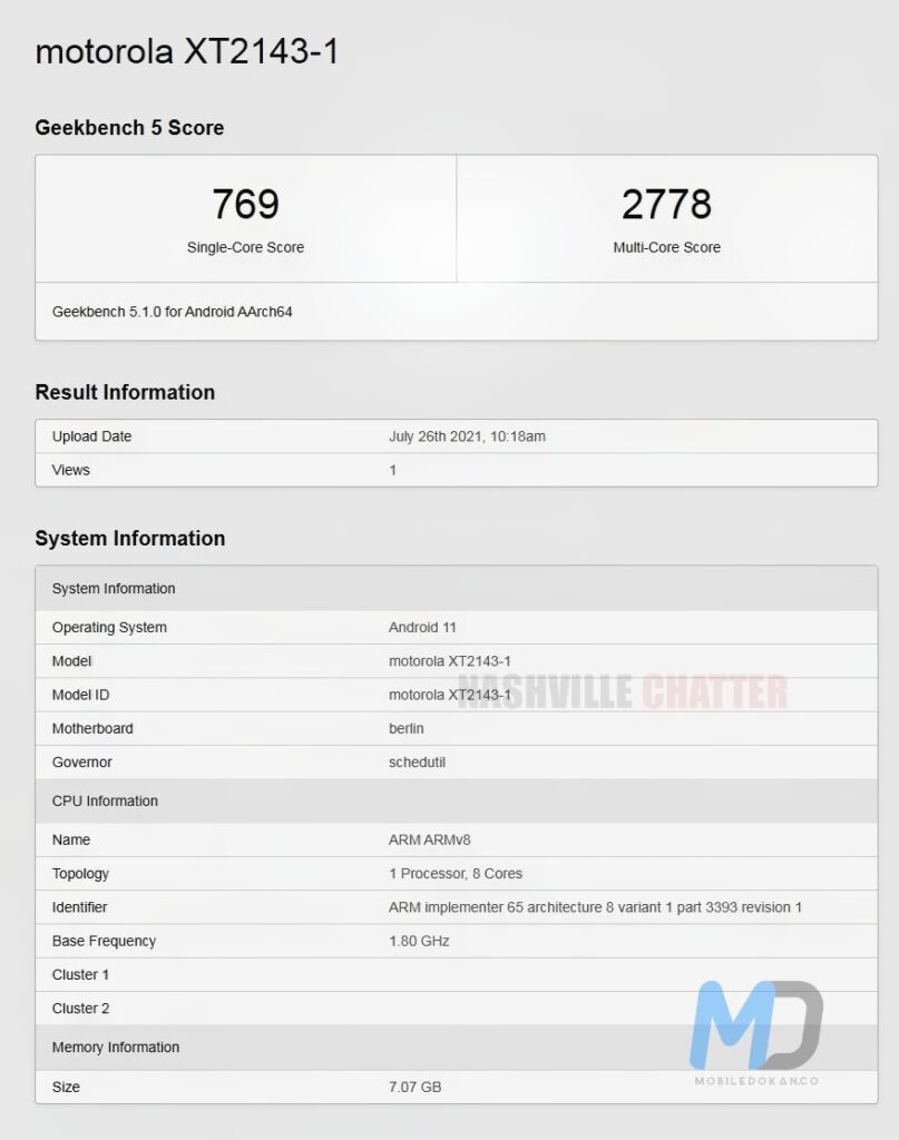 Motorola Edge 20 spotted on geekbench 2