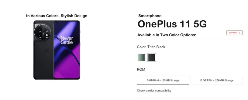 OnePlus 11 5G colors, specs