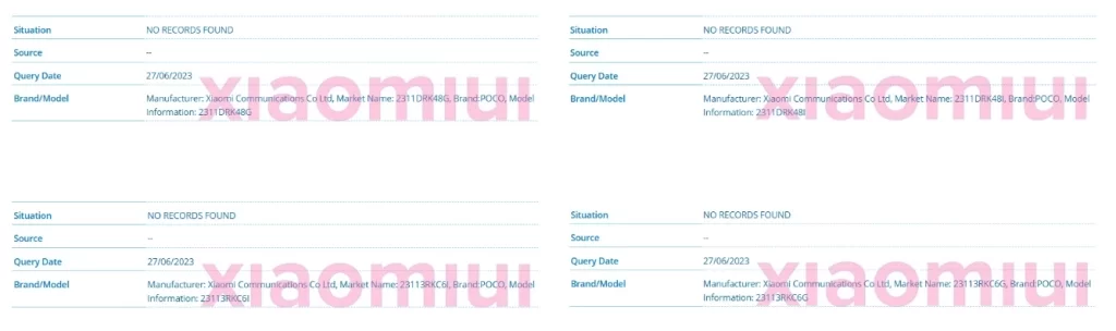 Poco F6 series appear on the IMEI database months