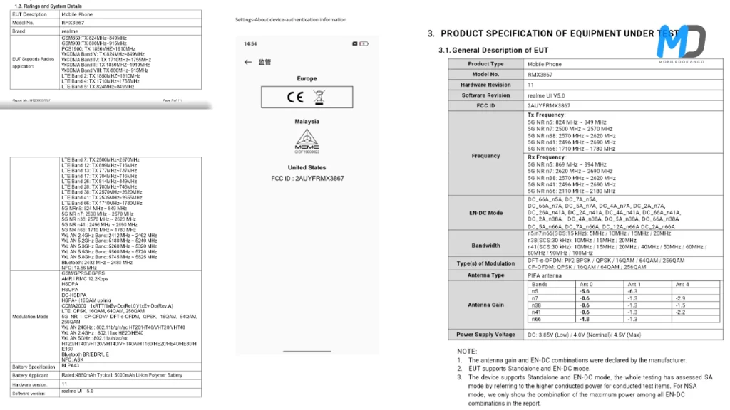 New Realme 5G smartphone FCC listings