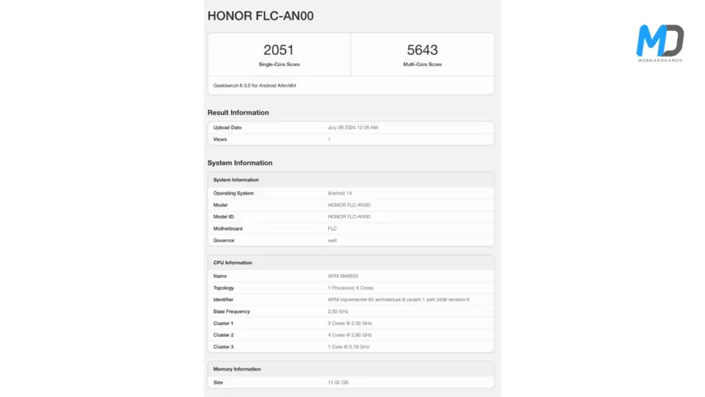 Honor Magic Vs3 Geekbench listings