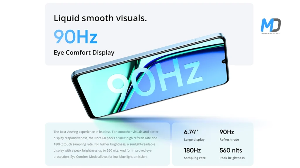 Realme Note 60 6.74-inch 90Hz display